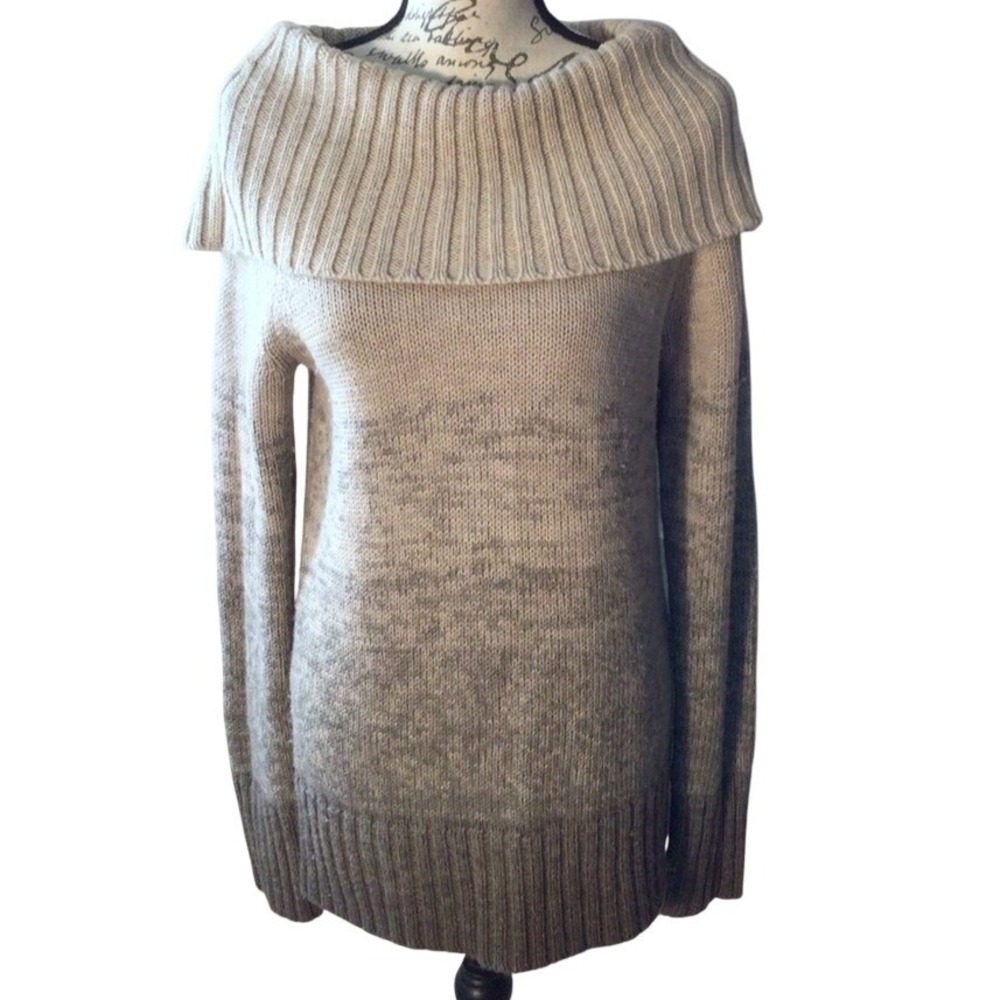SALE The‎ Limited Tan Cowl Neck Sweater with Ribbed Texture